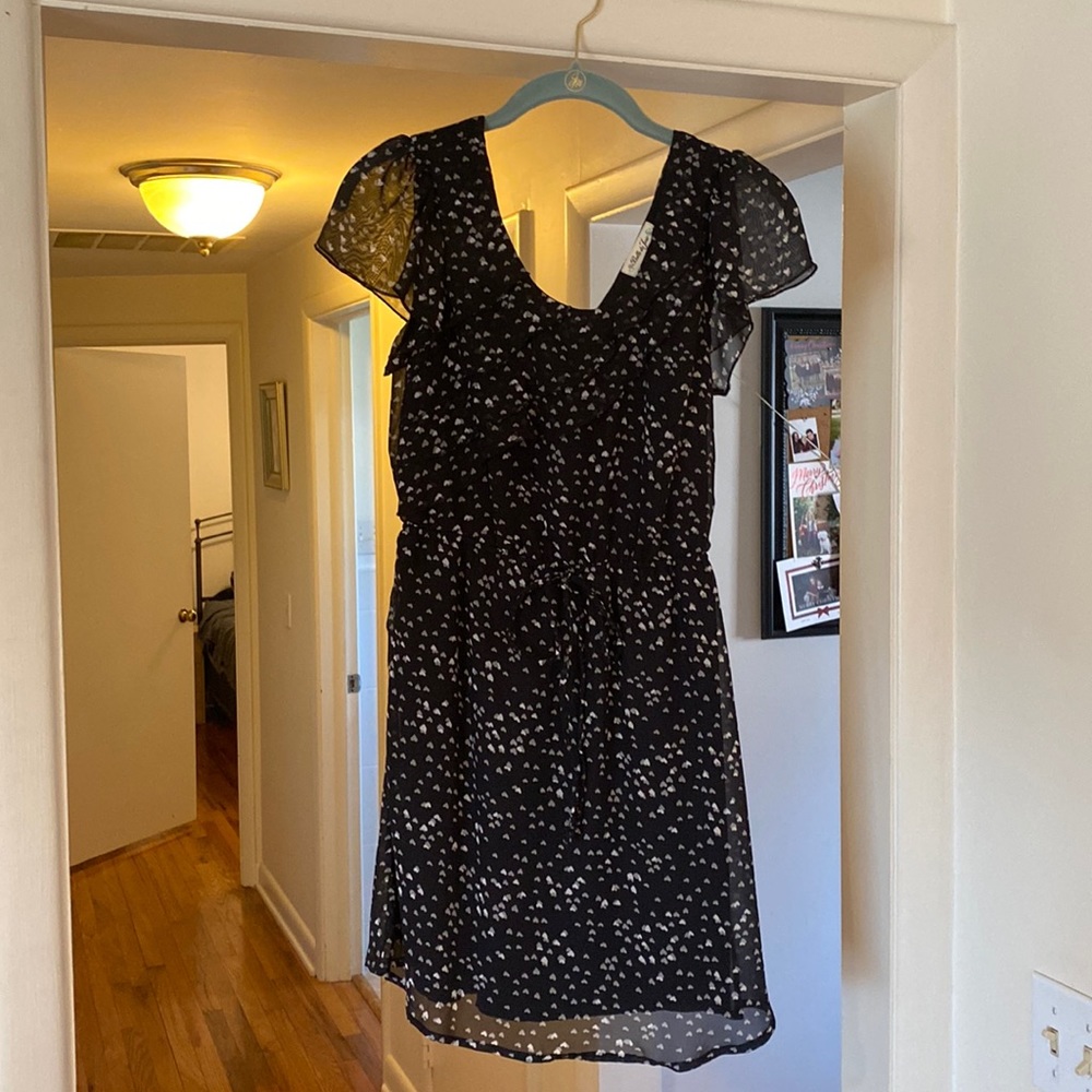 Black dress with white hearts, XS